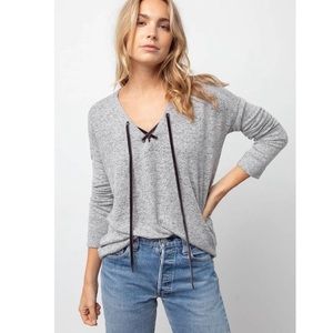 EUC Rails Leigh Brushed Fleece Pullover Top  Grey